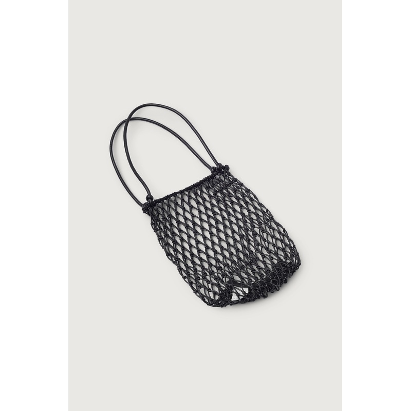 VEGAN LEATHER NET SHOULDER BAG Black One Size