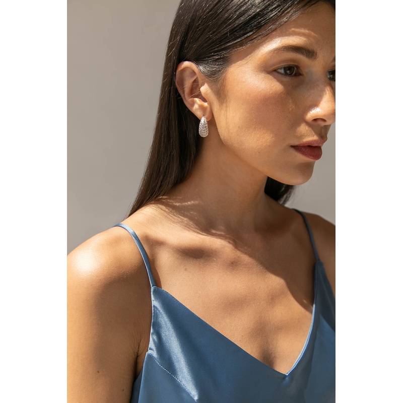 ZIRCONIA DOME EARRING Gold One Size