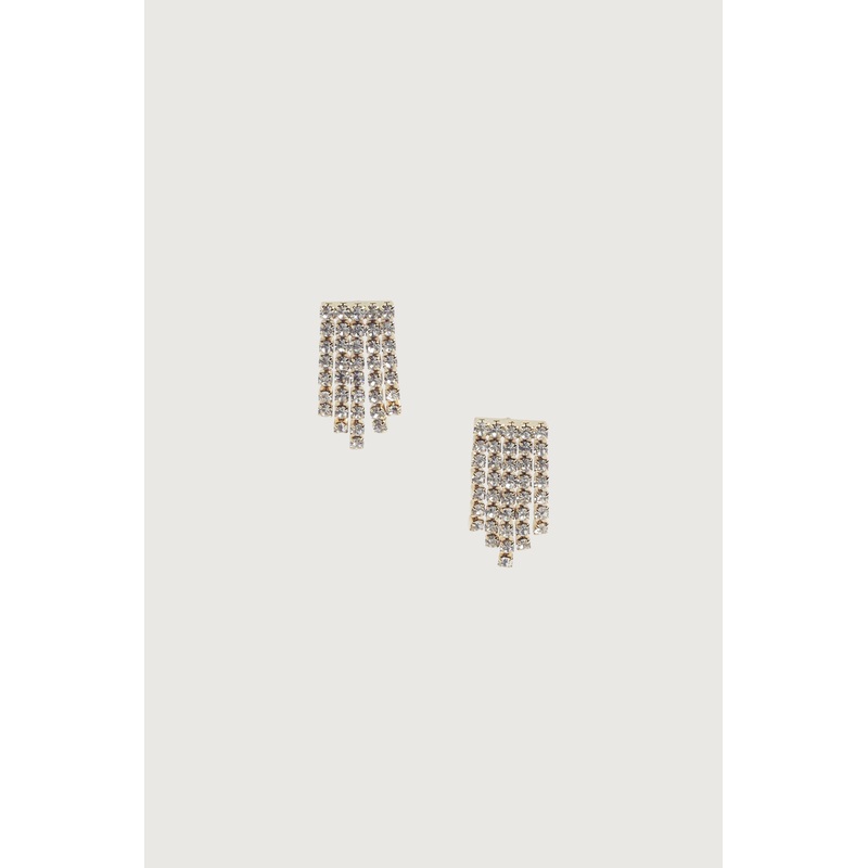 ZIRCONIA FRINGE EARRING Gold One Size