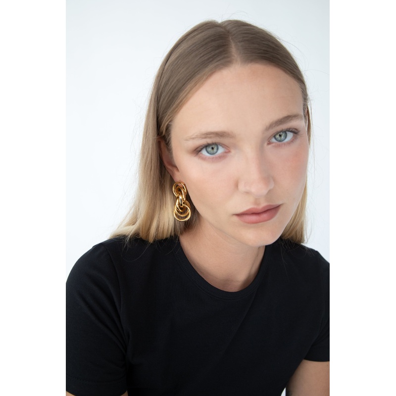 ABSTRACT CHAIN EARRING Gold One Size