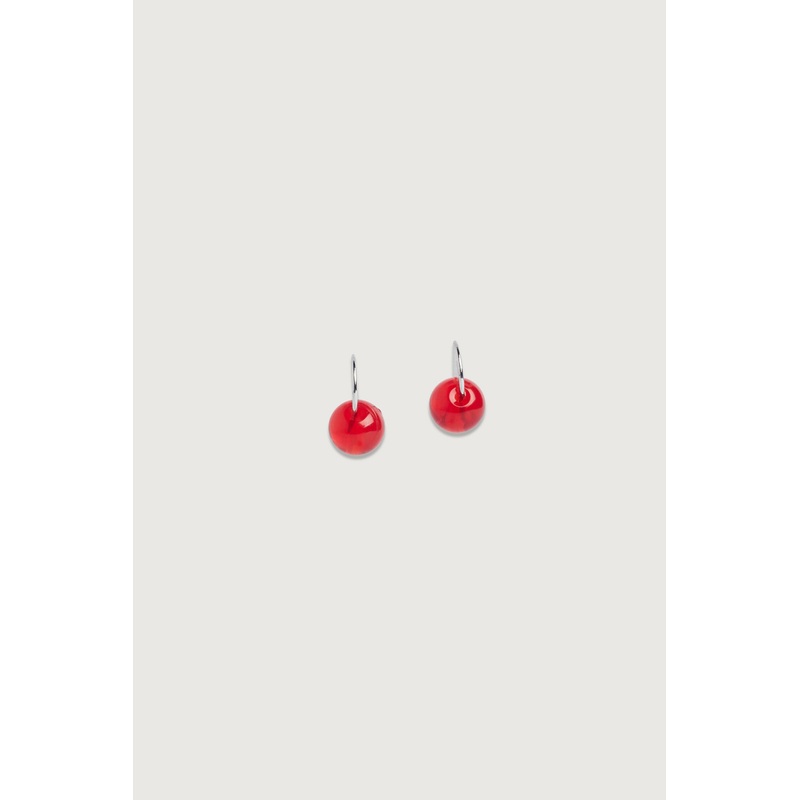 RED BEAD HOOP EARRING Red One Size