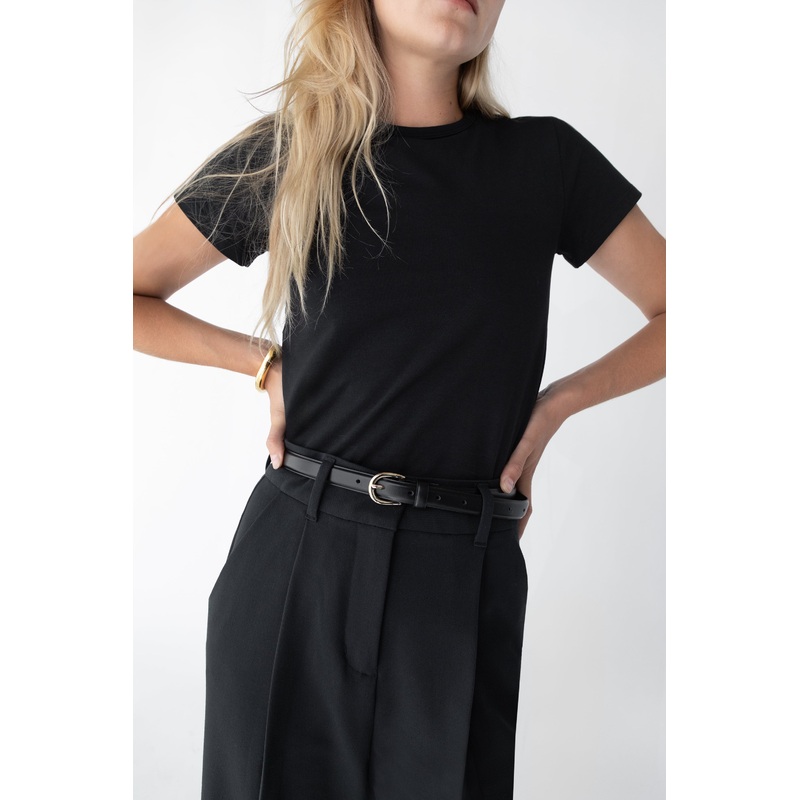 SKINNY LEATHER BELT Black One Size