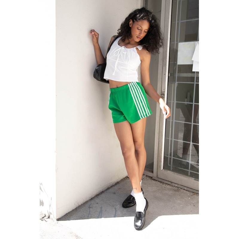 TRACK SHORTS WITH LACE PIPING Green Extra Small