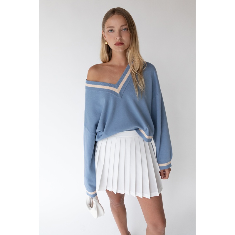 VARSITY V-NECK SWEATER Fog Rocky Road Extra Extra Small Extra Small