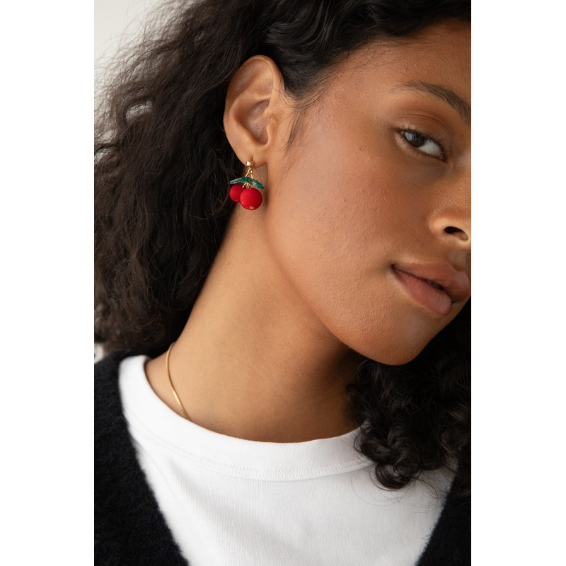 CHERRY EARRINGS Red One Size