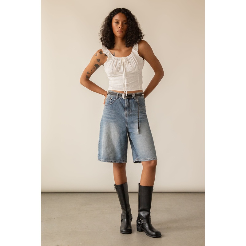 SMOCKED TOP WITH RUFFLE STRAPS White Extra Small