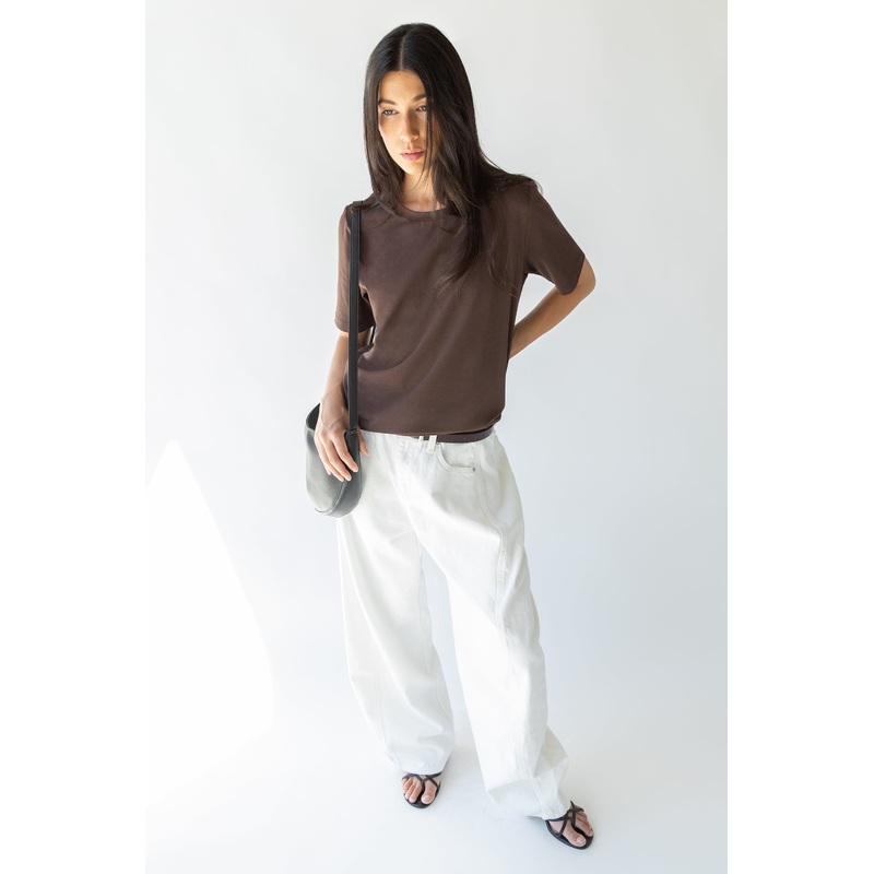 WHITE WIDE LEG PANTS WITH TAPER White Extra Small