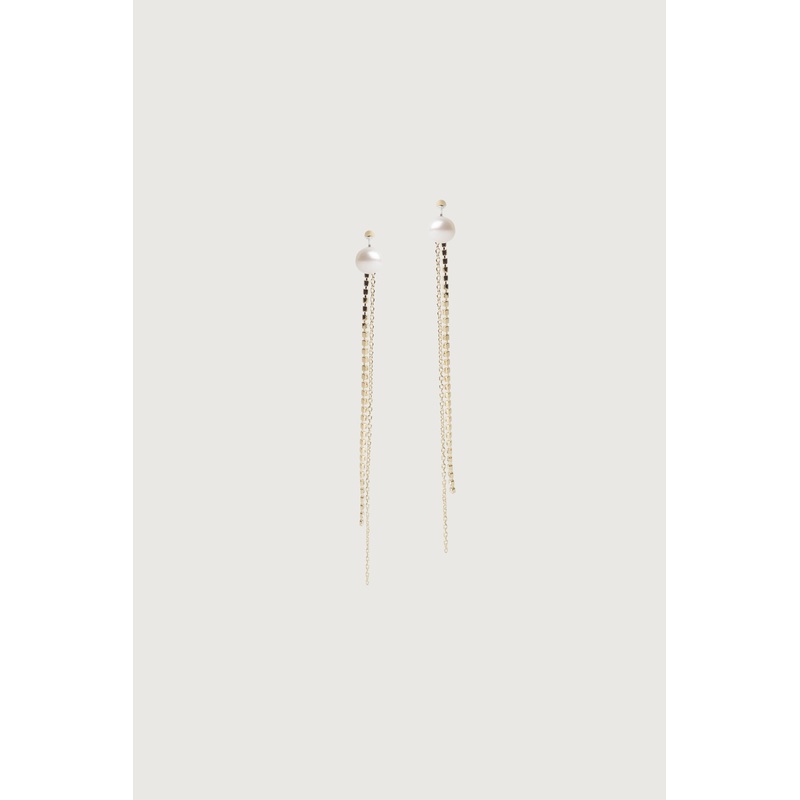 CHAIN AND ZIRCONIA DROP EARRING Gold One Size