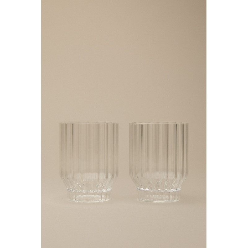 FLUTED TUMBLER GLASSES, SET OF 2 Clear One Size