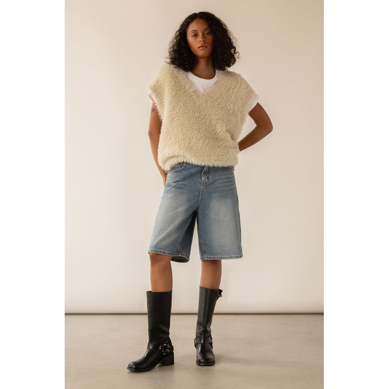 FUZZY SWEATER VEST Fog Extra Extra Small Extra Small