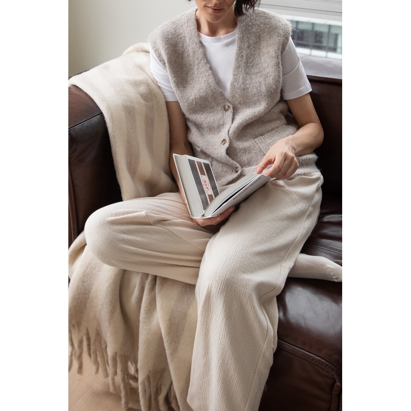 OVERSIZED BUTTON FRONT SWEATER VEST FEATHER GREY Double Extra Small