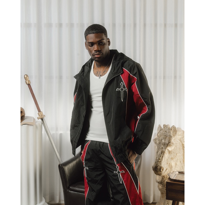 Saint Morta Boundary Windbreaker Jacket Black/Burgundy S