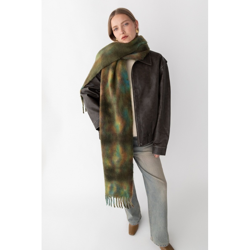 TIE DYE SCARF MOSS One Size