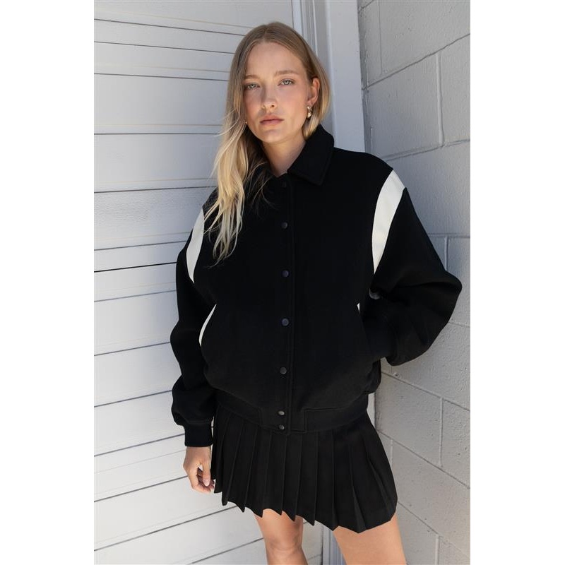 VARSITY WOOL BLEND BOMBER Black Extra Extra Small Extra Small