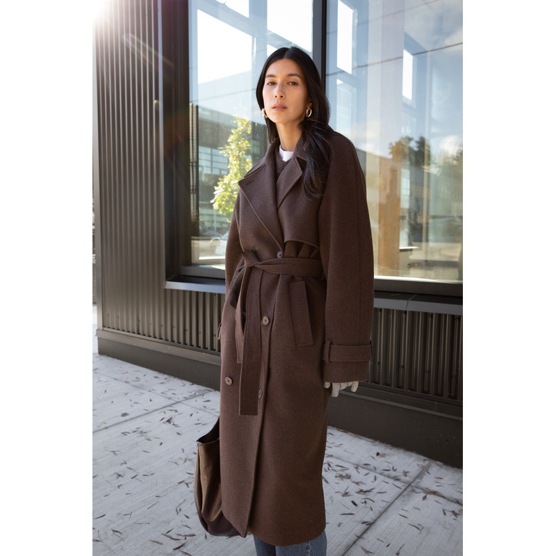 WOOL-BLEND TRENCH COAT Mocha Meringue Double Extra Small