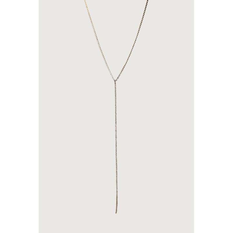 ZIRCONIA LARIAT NECKLACE Gold One Size