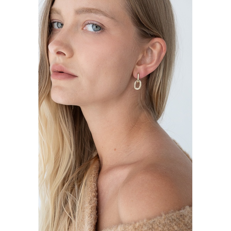 ZIRCONIA LINK EARRING Gold One Size