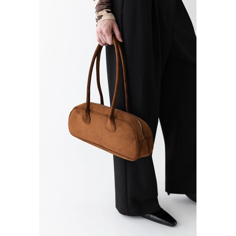 VEGAN SUEDE BOWLER BAG Camel One Size