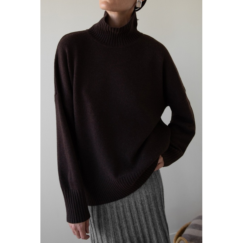 WOOL-BLEND OVERSIZED TURTLENECK SWEATER Fog Double Extra Small