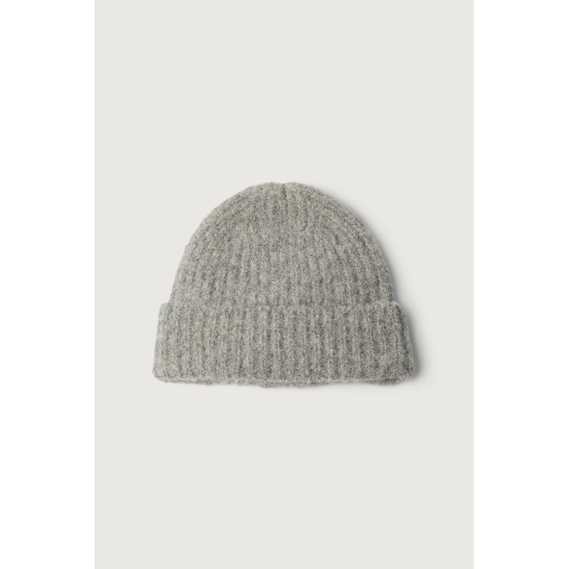 WOOL BLEND RIBBED BEANIE Vetiver One Size