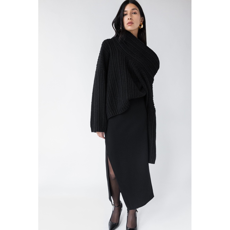 WRAP MAXI SUITING SKIRT Black 0