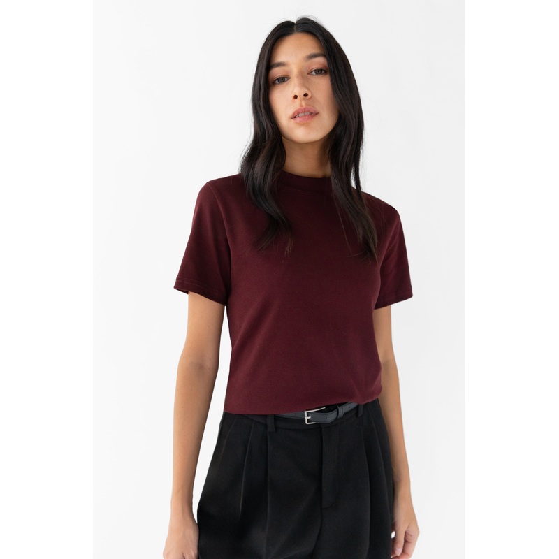 BURGUNDY SHORT SLEEVE TOP Burgundy Extra Small