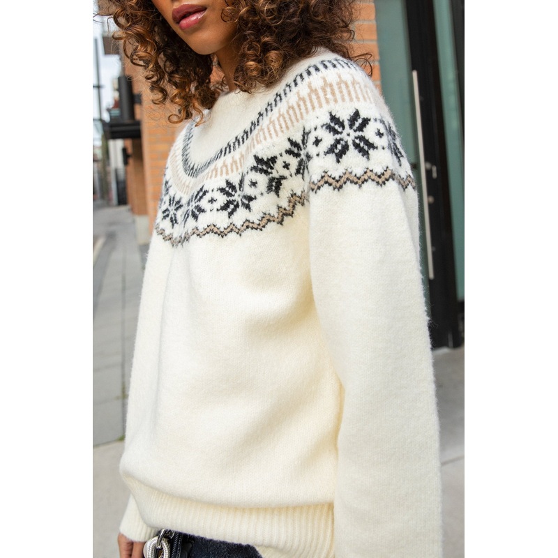 FAIR ISLE CREWNECK SWEATER Summer Sand Fair Isle Extra Small