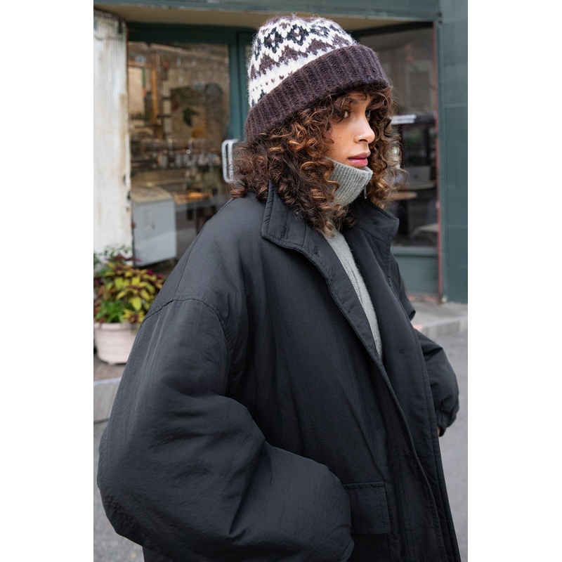 FAIR ISLE PATTERN BEANIE Brown Mix One Size