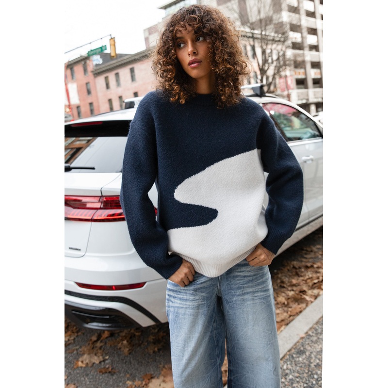 OVERSIZED INTARSIA KNIT SWEATER Winter Twig Intarsia Extra Extra Small Extra Small