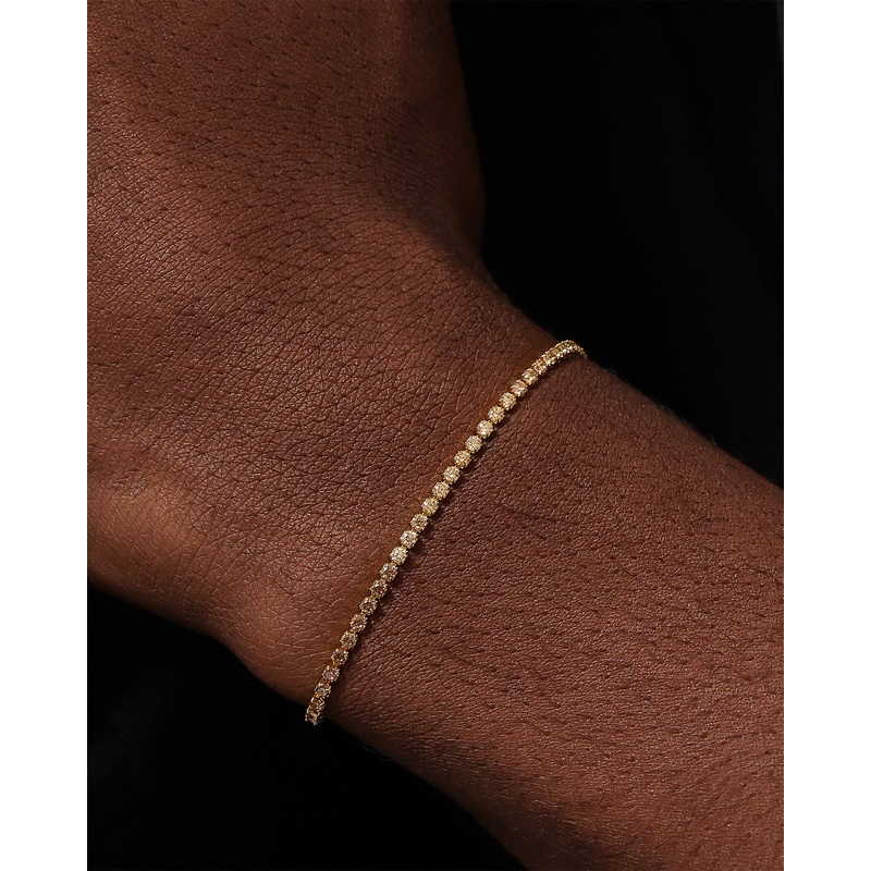 Saint Morta Micro Coloured Tennis Bracelet Gold/Brown 7