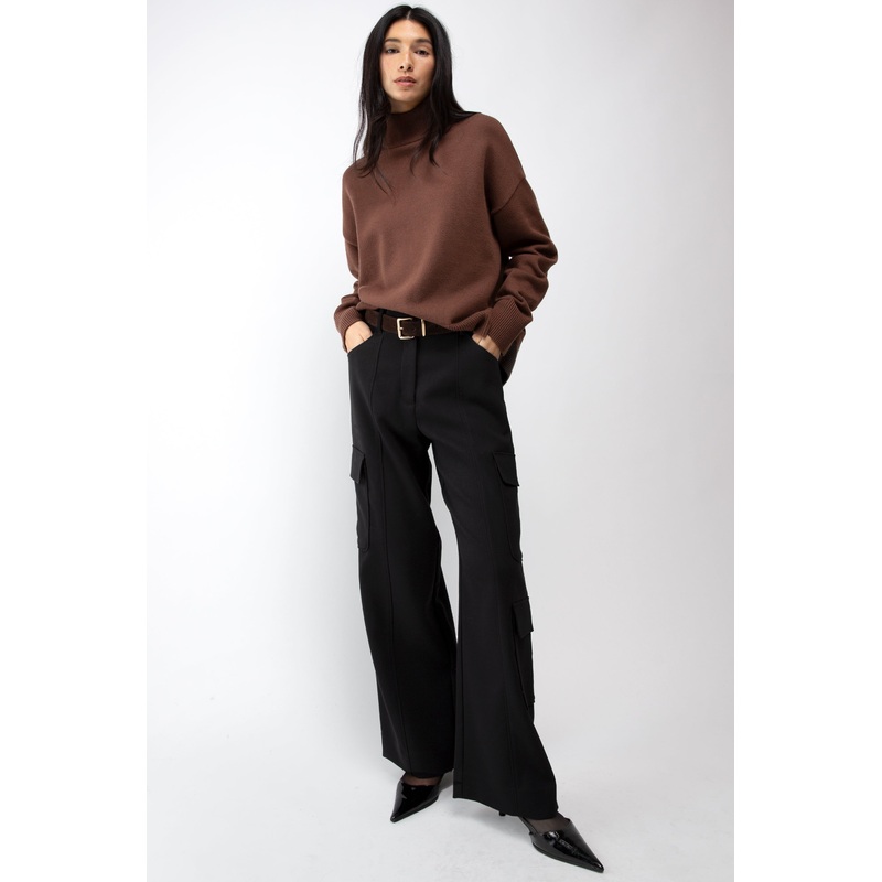 WIDE LEG CARGO SUITING PANT Black 0