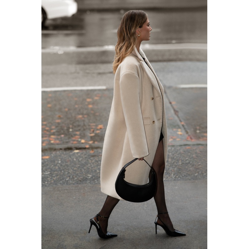 WOOL-BLEND DOUBLE-BREASTED COAT Heather Simply Taupe Double Extra Small