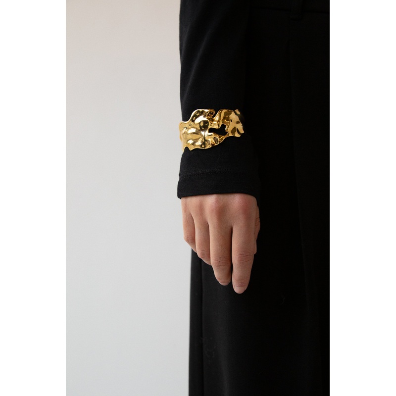ABSTRACT CUFF BRACELET Gold One Size
