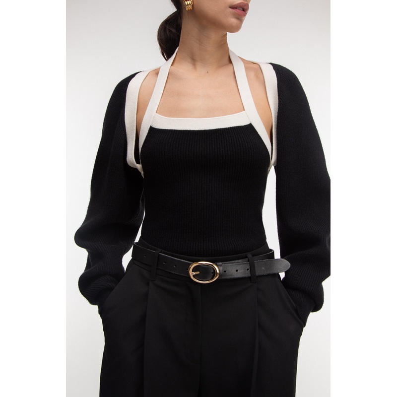 BELT WITH OVAL BUCKLE Black One Size