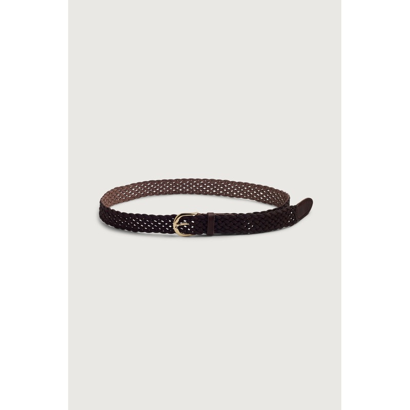 BRAIDED LEATHER BELT Brown One Size