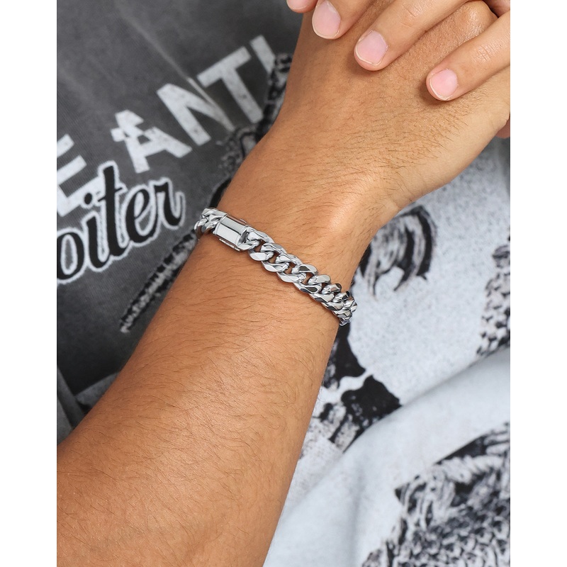 NXS 10mm Cuban Link Bracelet White Gold 7