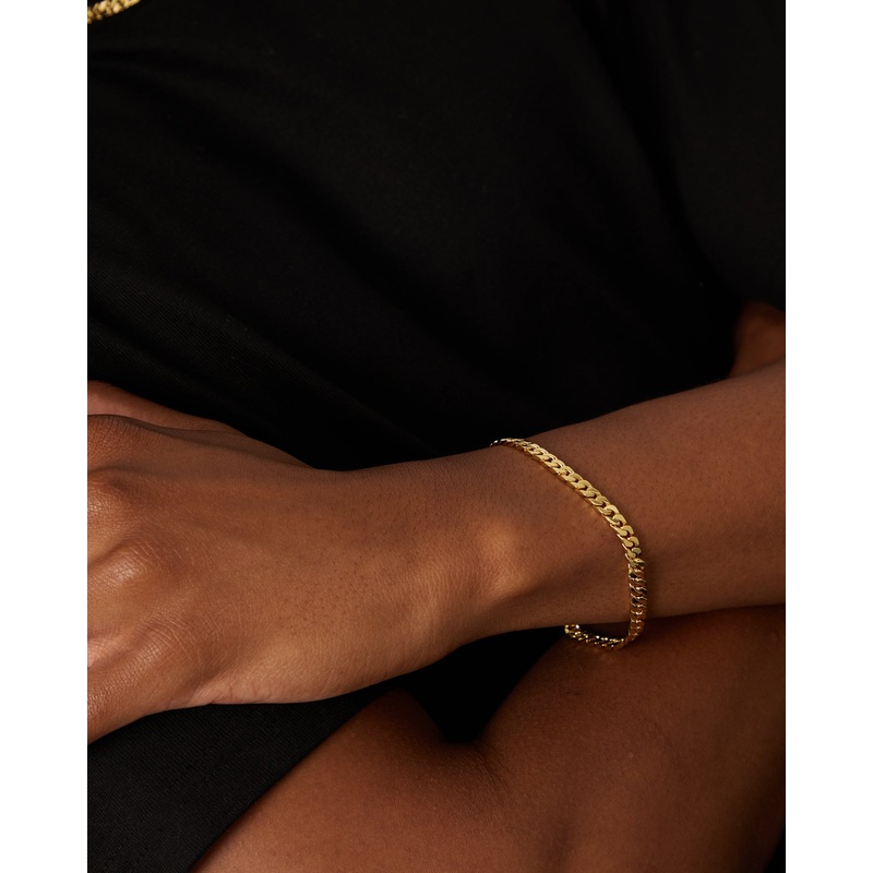 NXS Flat Faced Curb Bracelet Gold 7