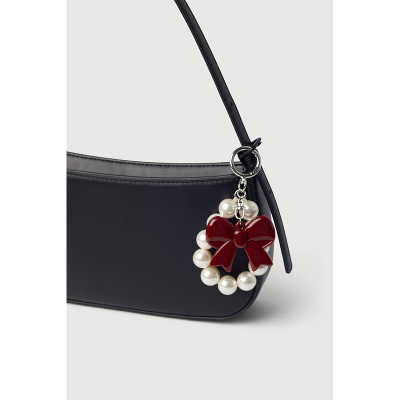 PEARL AND RIBBON PENDANT BAG CHARM Red One Size