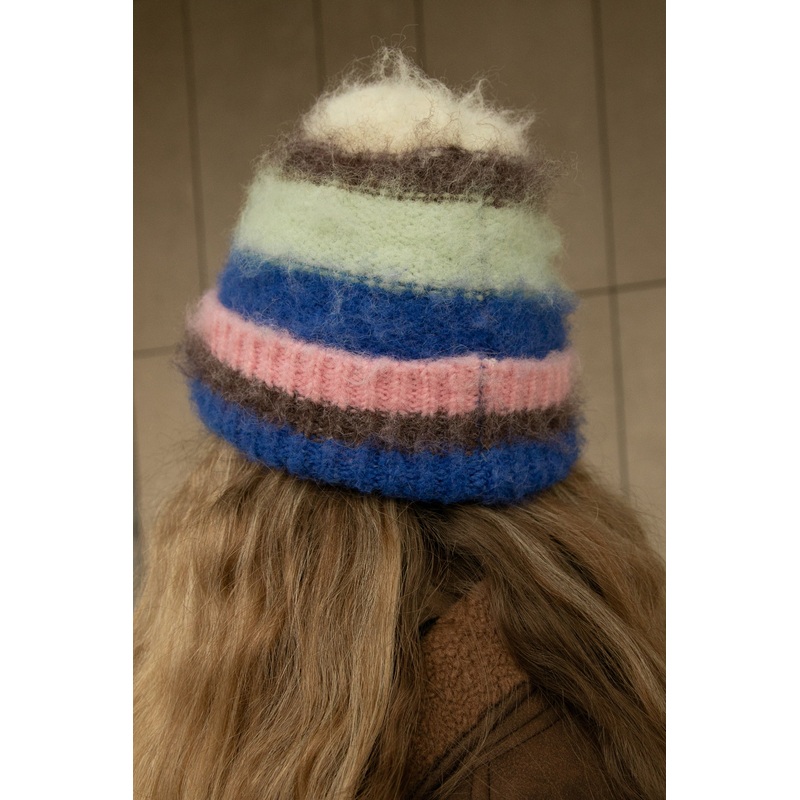 STRIPED BEANIE Blue Multi Stripe One Size