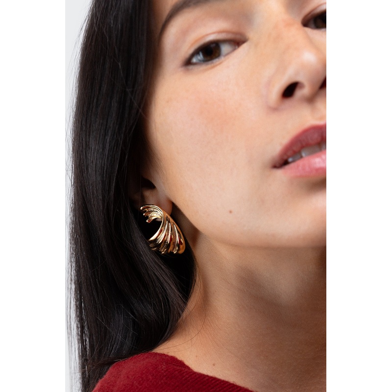 WING SHAPED EARRING Gold One Size