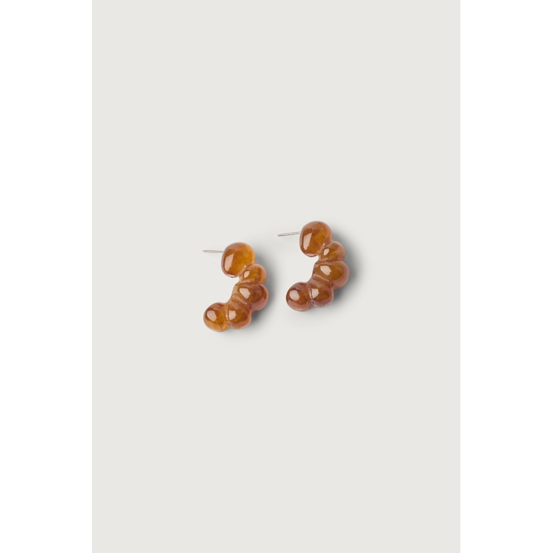ABSTRACT STONE EARRING Brown One Size