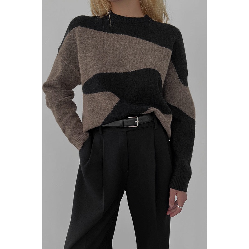 OVERSIZED INTARSIA SWEATER TIRAMISU AFFOGAT Extra Small