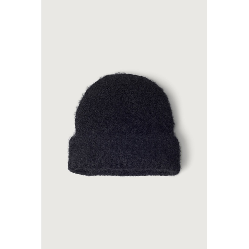 SOLID COLOR BEANIE Black One Size
