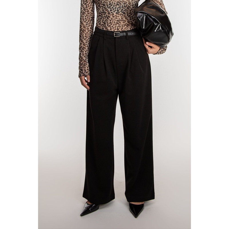 WIDE LEG TROUSER WITH BELT Black Extra Small