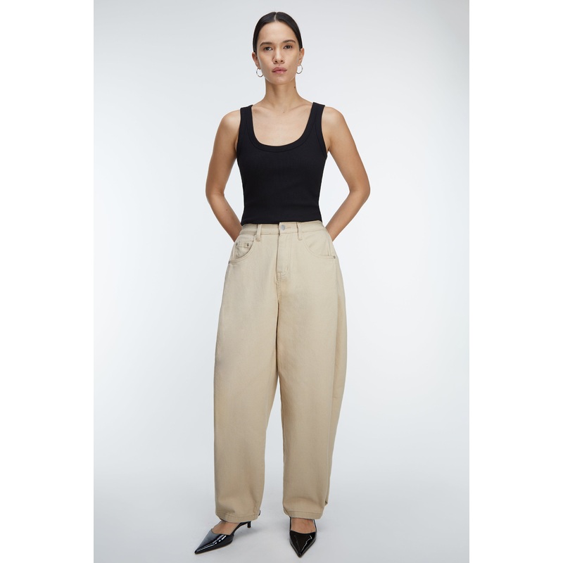BOTTOM SNAP COTTON TWILL PANTS Black Extra Small