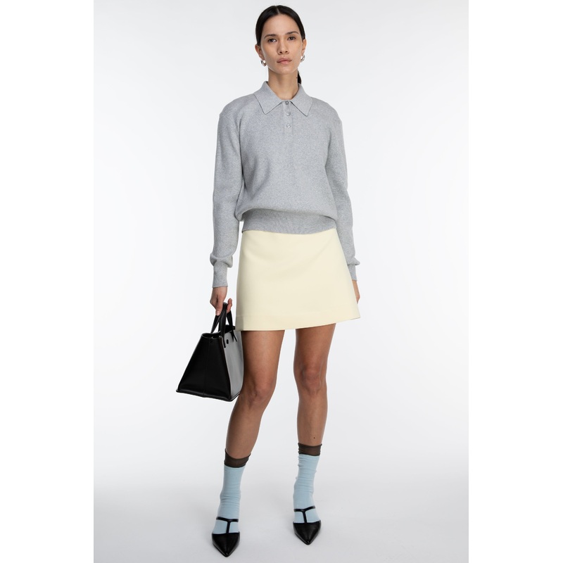 COLLARED POLO SWEATER Light Heather Grey Extra Small