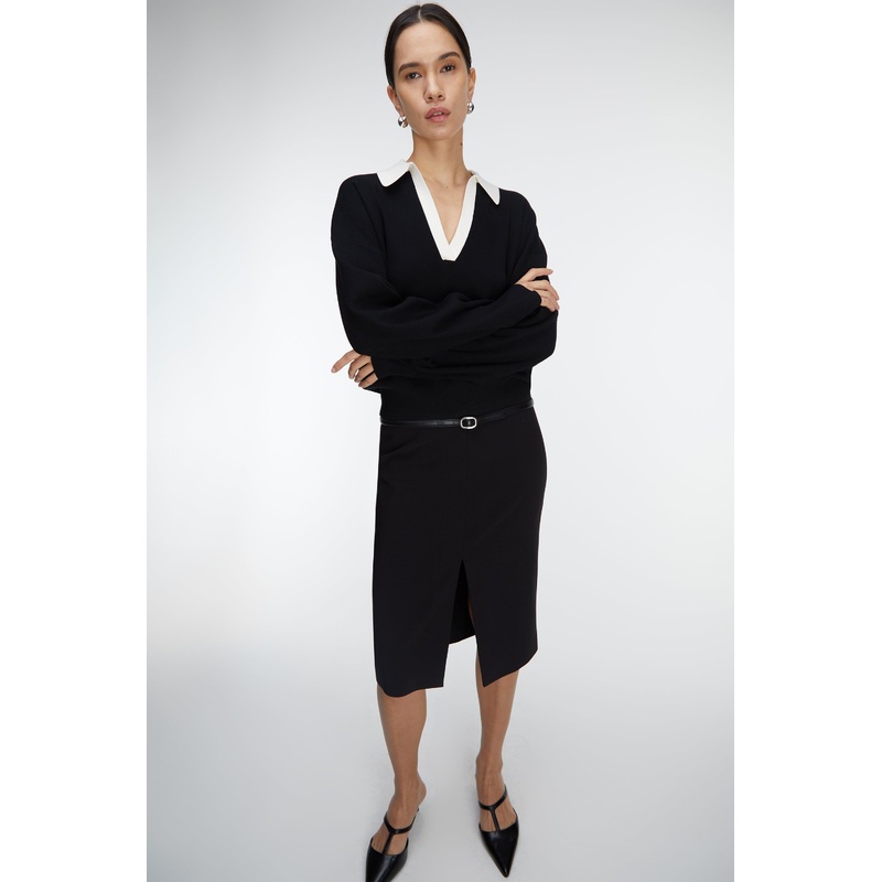 CONTRAST COLLARED SWEATER Snow Navy Blazer Extra Small