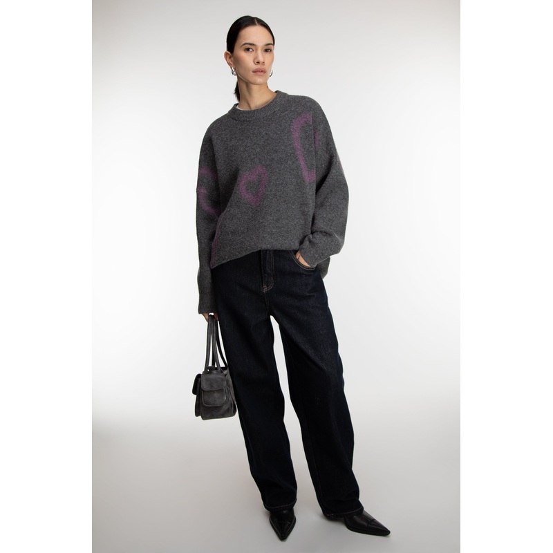 HEART SPRAY PAINT EFFECT SWEATER Vintage Indigo Impression Double Extra Small