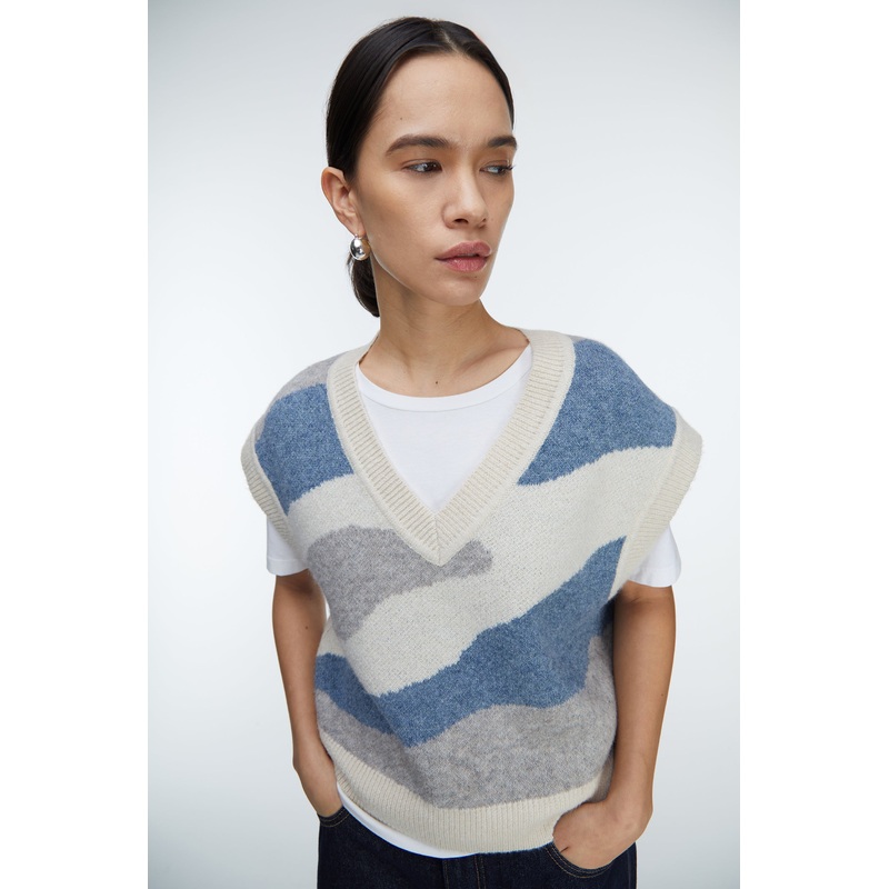 INTARSIA KNIT VEST Vintage Indigo Intarsia Extra Small