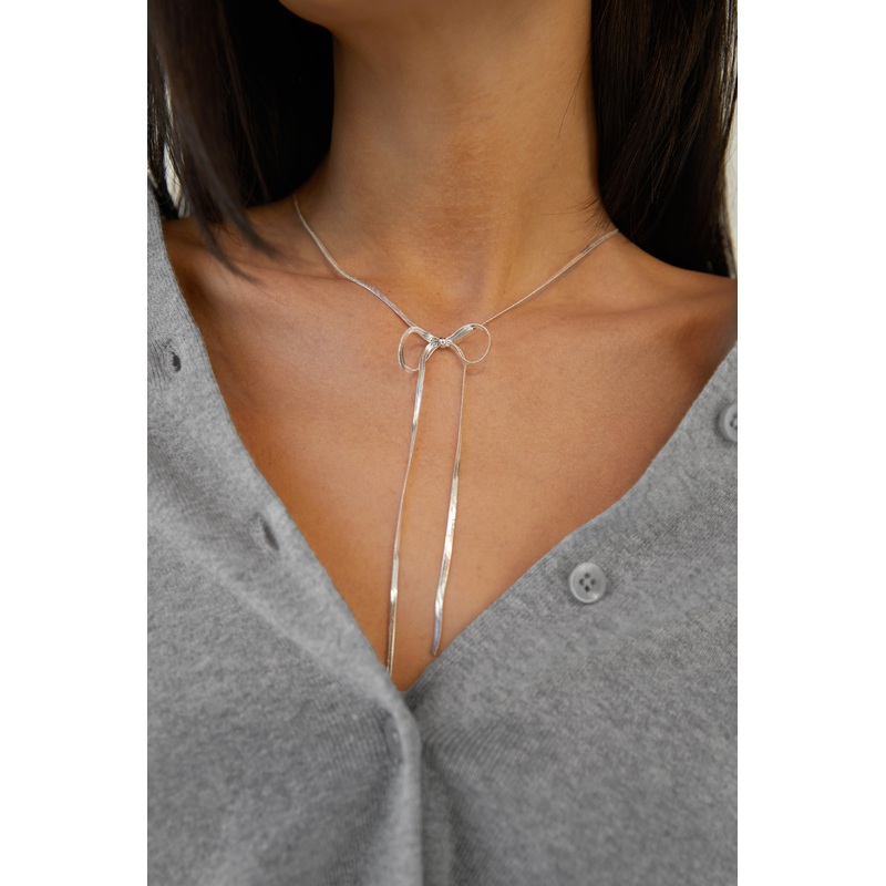 LARGE BOW NECKLACE Gold One Size